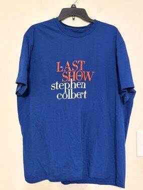 NWOT Last Show with Stephen Colbert CBS T-Shirt Royal Blue Unisex Size 2XL